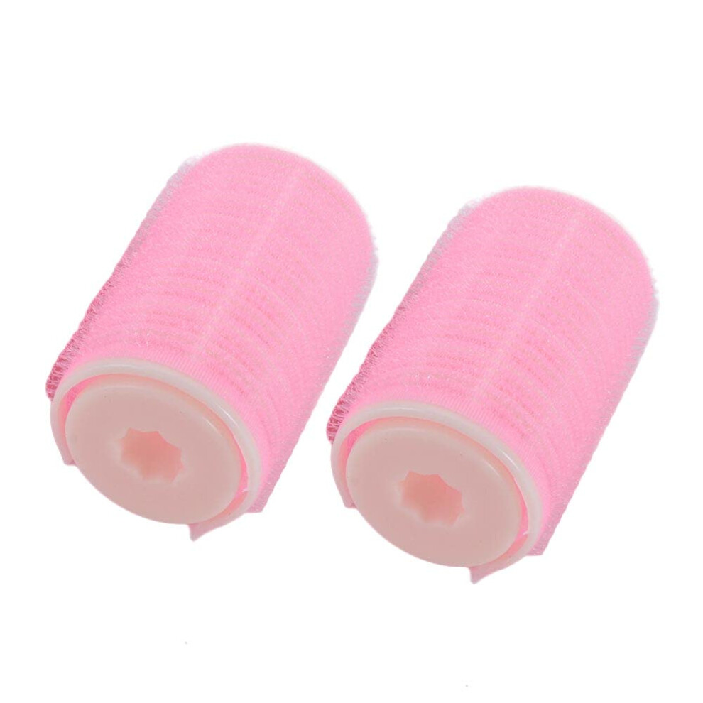 2Pcs No Heat Hair Curlers Set for Fluffy Bangs and Waves, Lightweight Reusable Rollers L Pink