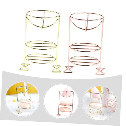 2 Pieces Beauty Sponge Metal Makeup Sponge Drying Rack Compact Storage Rack 1