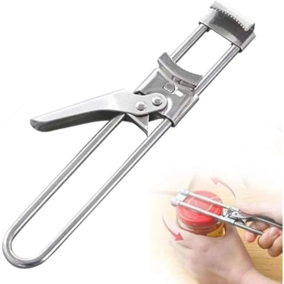 Adjustable Stainless Steel Jar and Bottle Opener for Arthritis with Secure Grip and Easy Twist