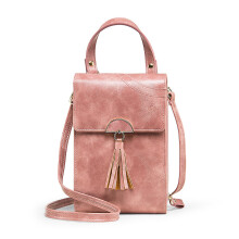 (Red Bean Powder) Vintage Oil Wax Leather Zipper Bag Adjustable Shoulder Straps Crossbody Design for Business Trip