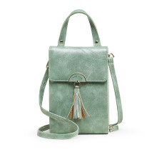 (Light Green) Vintage Oil Wax Leather Zipper Bag Adjustable Shoulder Straps Crossbody Design for Business Trip
