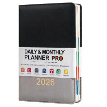 (Black Gray) Daily Monthlys Planner 2026 Calendar Book Includes January 2026 to December 2026 Life Management Tool