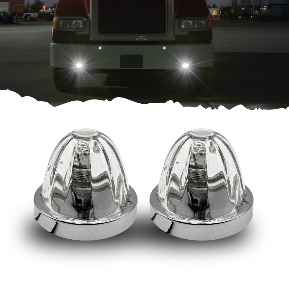 2Pcs Truck Led Marker Lights Glass Watermelon Clear Lens 15Led Ip65 Waterproof Turn Signal White 9053599121909