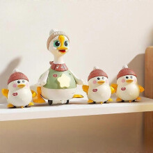 (A mother goose-3 goslings) Baby Toy Swing Duck Toy Cartoon Press Vehicles Glide Animal Inertia Pull Back Cars Early Education Toys for Toddlers