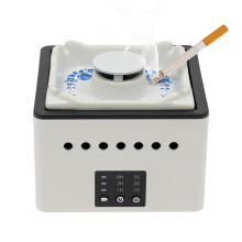 2 in 1 USB Smokeless Ashtray Air Purifier with Triple Filtration, Essential Oil Diffuser, 8000mAh Battery, Quiet 30dB for Home Office Car White Floral