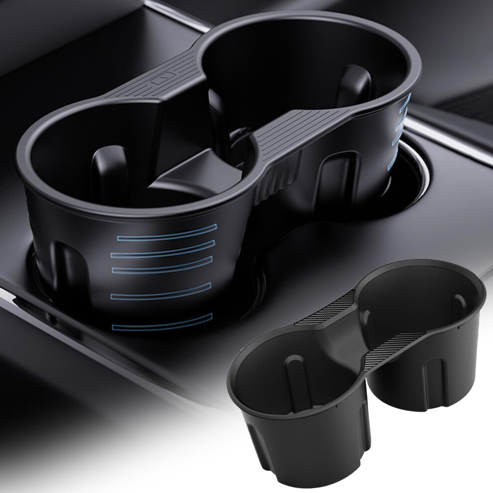 Cup Holder Insert Carbon Fiber Style Secure Grip Spill Prevention Console Organizer For Tesla Model 3 Y 9455672794503