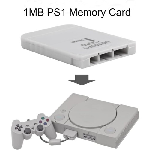 PS1 Memory Card 1MB Speed Data Save Compatible with PS2 Console Durable Game Save Card 2