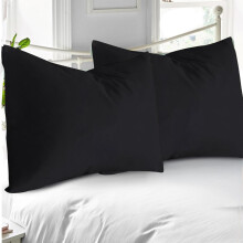 Pack of 2 Toddler Travel Pillowcases 12x16 Soft Egyptian Cotton 500TC with Secure Zipper Closure Black