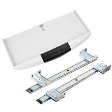 Adjustable underdesk keyboard tray, extendable computer keyboard platform, pullout typing platform drawer (white)