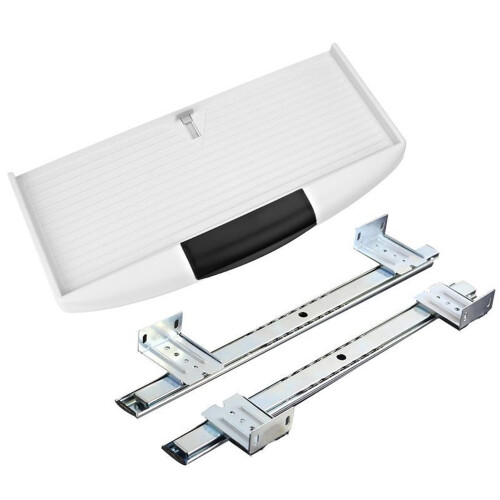 Adjustable underdesk keyboard tray, extendable computer keyboard platform, pullout typing platform drawer (white)