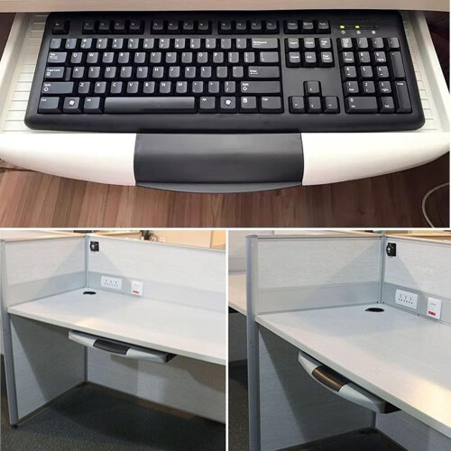 Adjustable underdesk keyboard tray, extendable computer keyboard platform, pullout typing platform drawer (white) 2