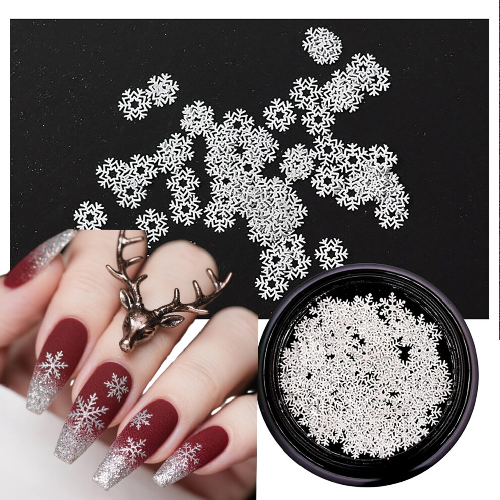 100Pcs Christmas Snowflake Nail Charms 3D Metal Decorations for Acrylic Nails Winter Nail Art