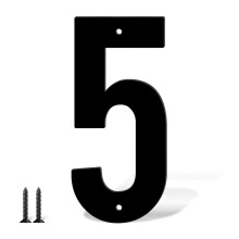 5 Inch Black Metal House Numbers with Weatherproof Finish, Modern Door Numbers for Outdoor