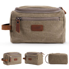 Men's Toiletry Bag Waterproof Canvas Large Capacity Travel Shaving Dopp Kit Organizer Green