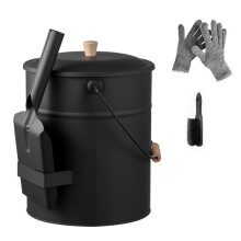 Balde de Cinzas em Metal-Duoku-Conjunto de 4 Peças Incluindo um Balde-com Tampa-uma Pá-uma Vassoura etc-Capacidade de 15 L