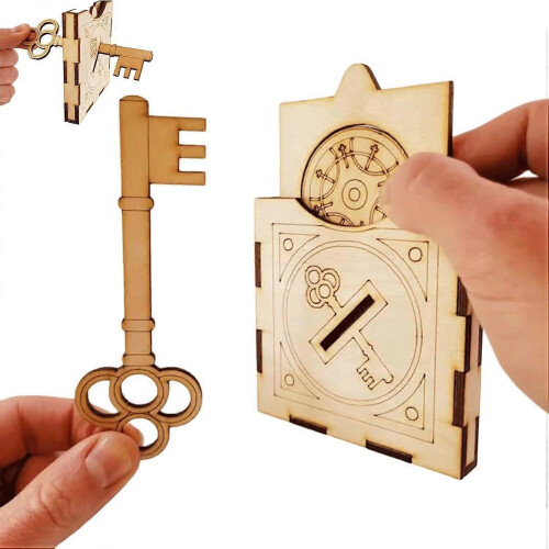 (Coin Magic) Handcrafted Wooden DIY Magic Set, Magic Pencil Box, Key Through Coin Magic