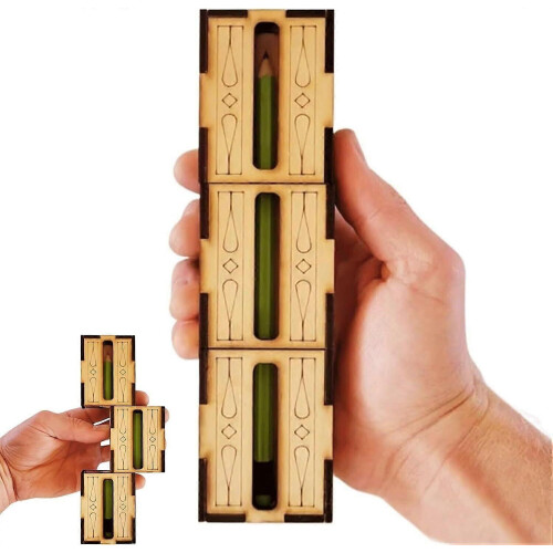 (sword) Handcrafted Wooden DIY Magic Set, Magic Pencil Box, Key Through Coin Magic 2