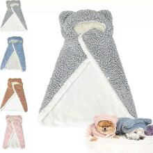 (M, grey) Pet Cape Blanket,Dog Cape Blanket,Dog Robes with Hood,Dog Warm Sleeping Blanket