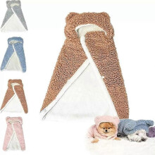 (M, brown) Pet Cape Blanket,Dog Cape Blanket,Dog Robes with Hood,Dog Warm Sleeping Blanket