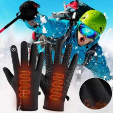 (S, 041black) Gloves Mens Waterproof,Ultimate Winter Heated Windproof Gloves