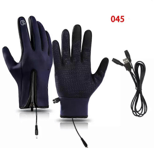(M,045blue)Gloves Mens Waterproof,Ultimate Winter Heated Windproof Gloves