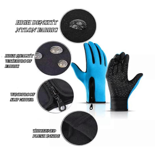 (M,043deep blue)Gloves Mens Waterproof,Ultimate Winter Heated Windproof Gloves 1