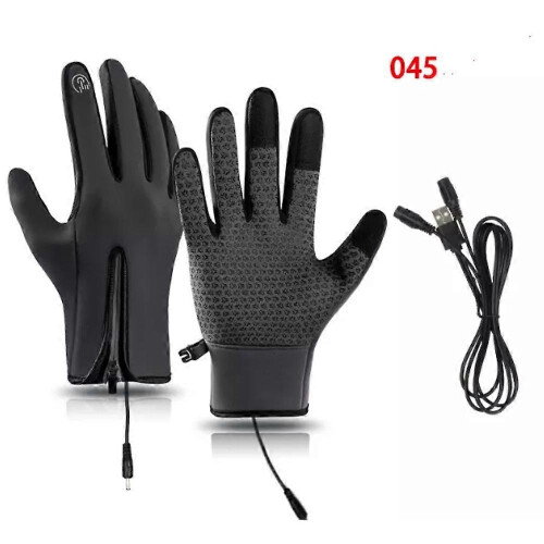 (M,045grey)Gloves Mens Waterproof,Ultimate Winter Heated Windproof Gloves