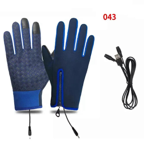 (M,043deep blue)Gloves Mens Waterproof,Ultimate Winter Heated Windproof Gloves
