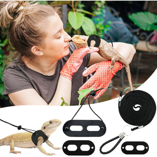 Bartagame tableware with leash, escapeproof outdoor leash for small animals 1