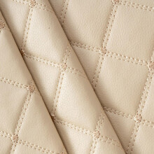 Quilted Vinyl Faux Leather Upholstery Fabric Cream White 59in Waterproof Foam Backing for Car and Home Decor