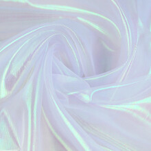 White Iridescent Organza Fabric with Gradient Holographic Effect for Stage and Wedding Dresses 1.5Mx3M