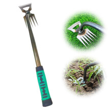 Garden Hand Weeder 15 Inch Heavy Duty 5 Teeth Manganese Steel Weed Removal Tool for Yard