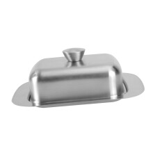Stainless Steel Butter Dish with Lid Keeps Butter Fresh Elegant European Design Countertop Holder
