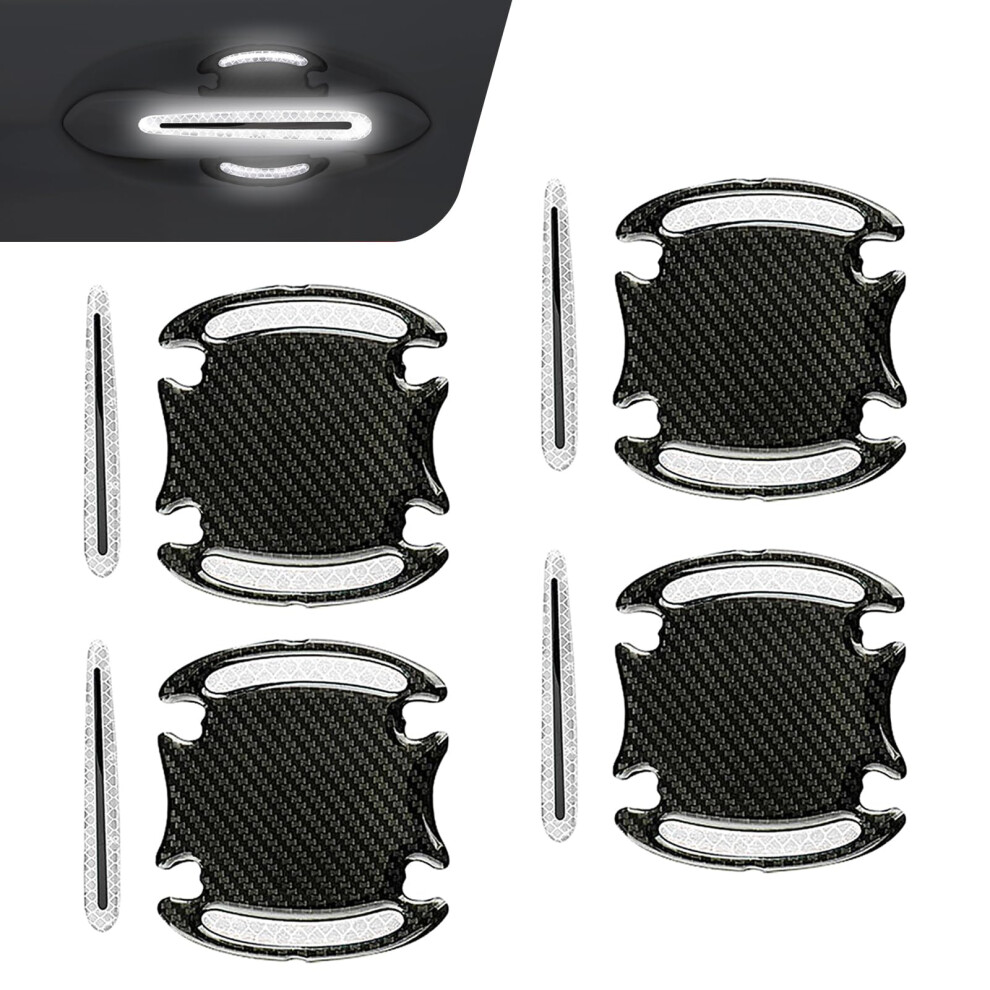 8 Pcs Car Door Handle Protector Carbon Fiber Scratchresistant Reflective Stickers For Suvs Cars Trucks White 9455672795227