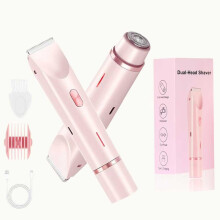 Bikini Trimmer for Women 2 in 1 Painless Dual Head Electric Shaver IPX7 Waterproof Rechargeable 120 Min Runtime