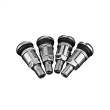 4pcs Stainless Steel Boltin Tire Valve Stems for Car and Motorcycle Wheels with Dust Caps Silver