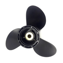 Aluminum outboard propeller for Suzuki, 9.9–15 HP, black, 3 blades, 10 splines, 9 1/4 x 11, boat propeller