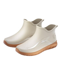 Mens Waterproof PVC Ankle Rain Boots with SlipResistant Soles Chelsea Style OffWhite Size 7.5