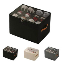 (Grey Black) Emboadlie Fabric Shoe Organizer Storage Box,Collapsible Shoe Storage Organizer