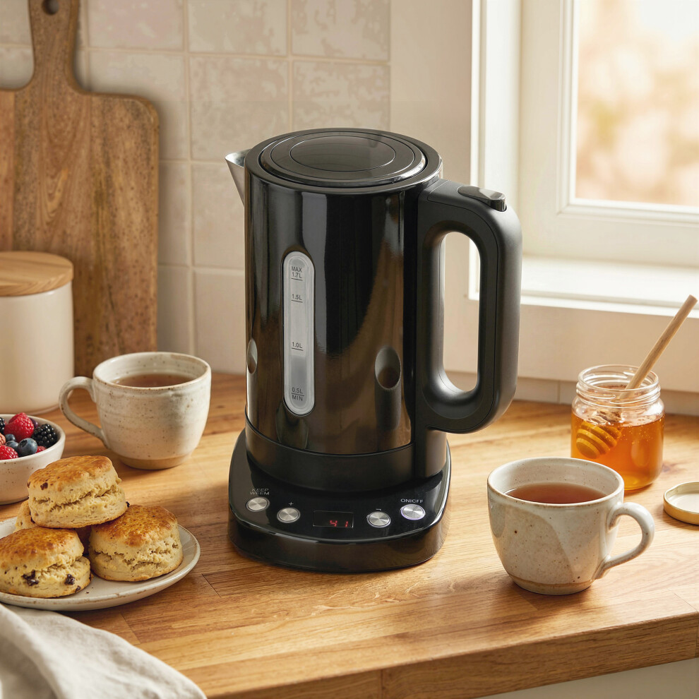 Homcom (Black) Electric Kettle, 1.7L Fast Boil, 3Kw Water Kettle With Strix Thermost Black