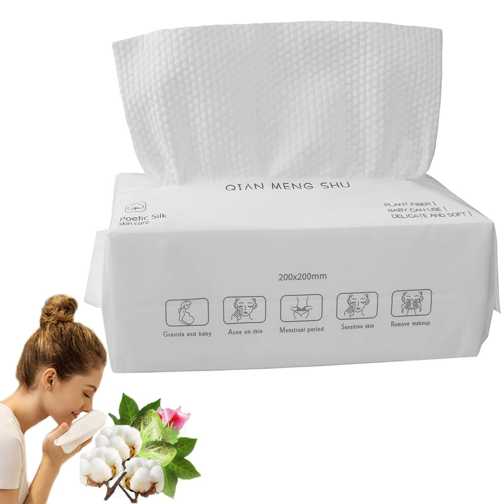 Disposable Face Towels UltraSoft Cotton Dry Wet Dual Use Lint Facial Wipes 100 Count