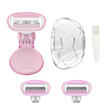 Women's Travel Razor with Refills for Sensitive Skin, Compact RustResistant Blades, Pink