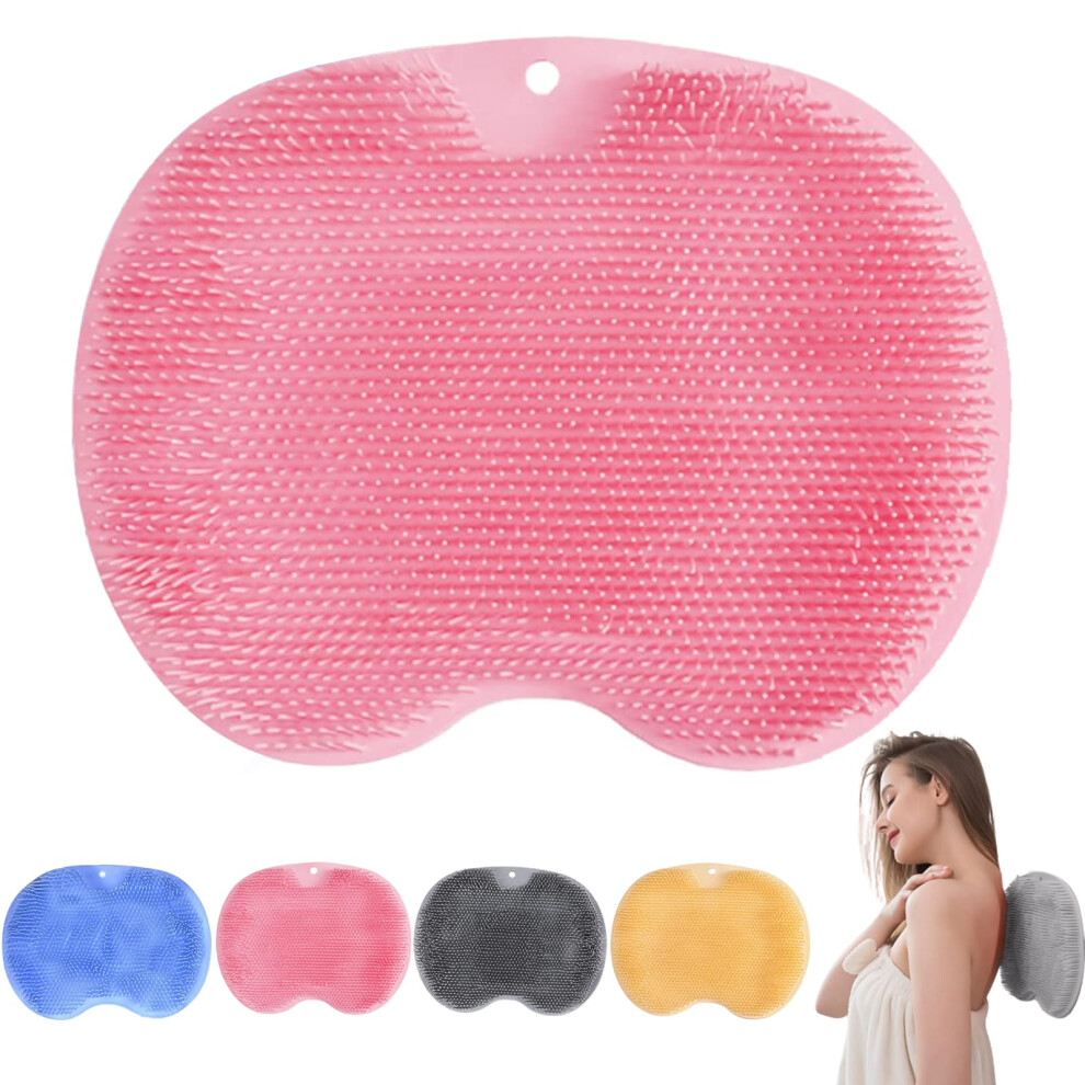 Foot Brush Foot Washer Shower Massager, Silicone Scrubber with NonSlip Suction Cups (Pink)