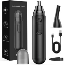 Rechargeable Nose Hair Trimmer for Men IPX7 Waterproof Dual Edge Blades USBC Fast Recharge Black