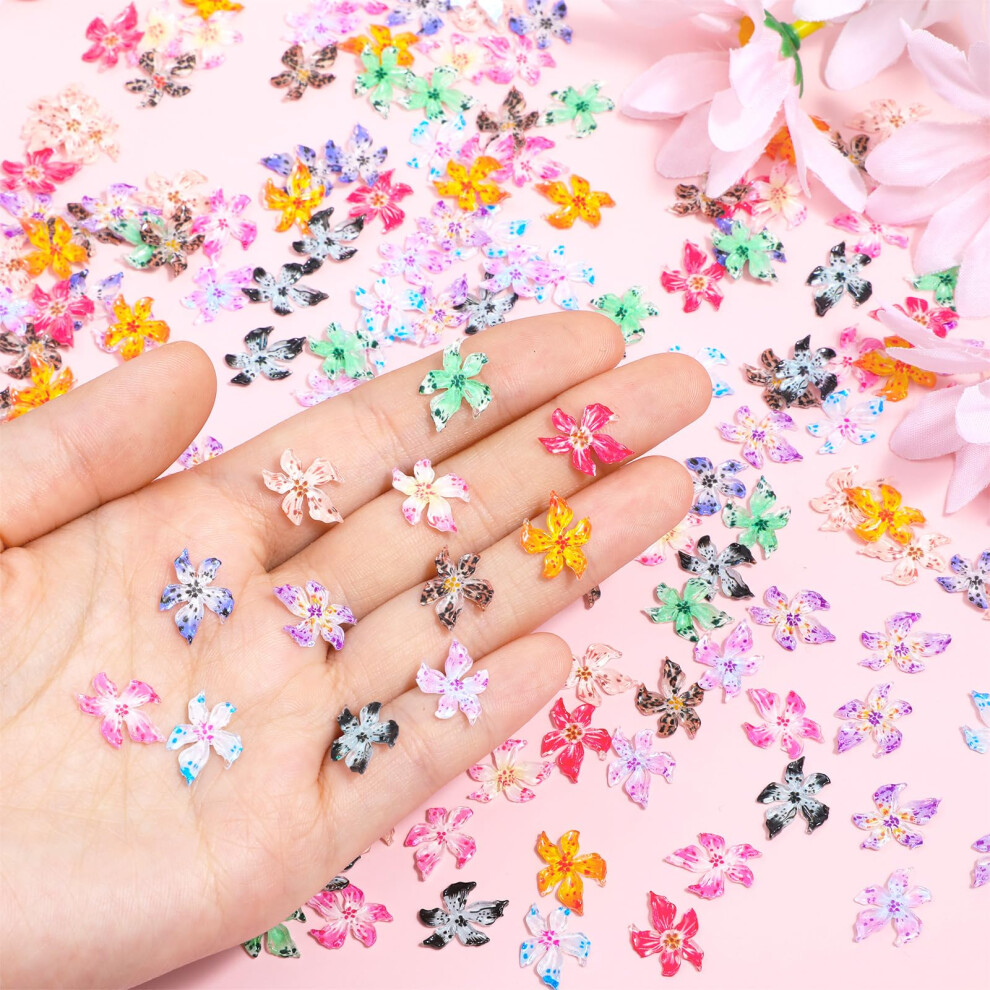 180 PCS Colorful 3D Flower Nail Charms for Manicure, Random Mixed Hibiscus Nail Art Decorations