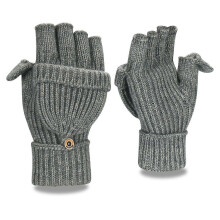 (Hemp ash cover)Winter Fingerless Gloves for Women Men Half & Full Glitter Knitted Mittens Thumb