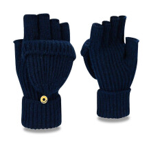 (Zhang Qing) Winter Fingerless Gloves for Women Men Half & Full Glitter Knitted Mittens Thumb