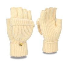 (Mi Xing)Winter Fingerless Gloves for Women Men Half & Full Glitter Knitted Mittens Thumb