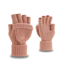 (Leather powder sequins)Winter Fingerless Gloves for Women Men Half & Full Glitter Knitted Mittens Thumb