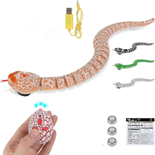 (Orange)Remote Operated Robotic Rattlesnake Toy With Authentic Details And Easy Controls
